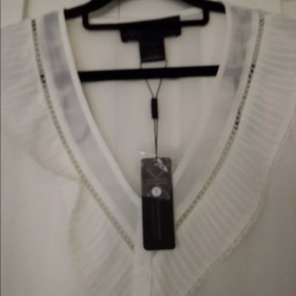 pleated nice blouse, off white chiffon (3 for $30) - Picture 2 of 6